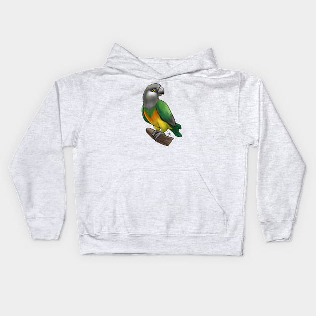 Bird - Senegal Parrow - Yellow Bellied Kids Hoodie by Jen's Dogs Custom Gifts and Designs